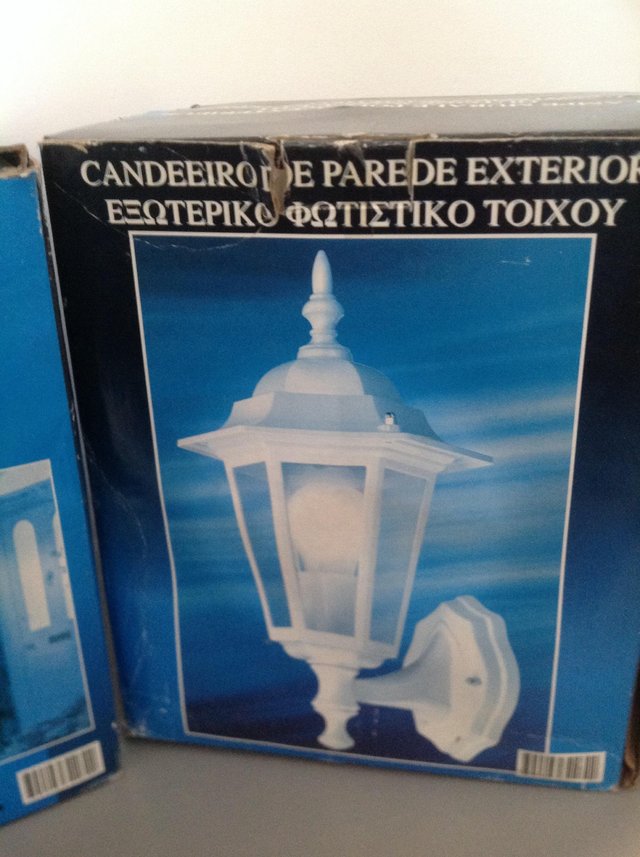 Image 3 of PORCH LIGHTS LANTERN WHITE A PAIR NEW BOXED