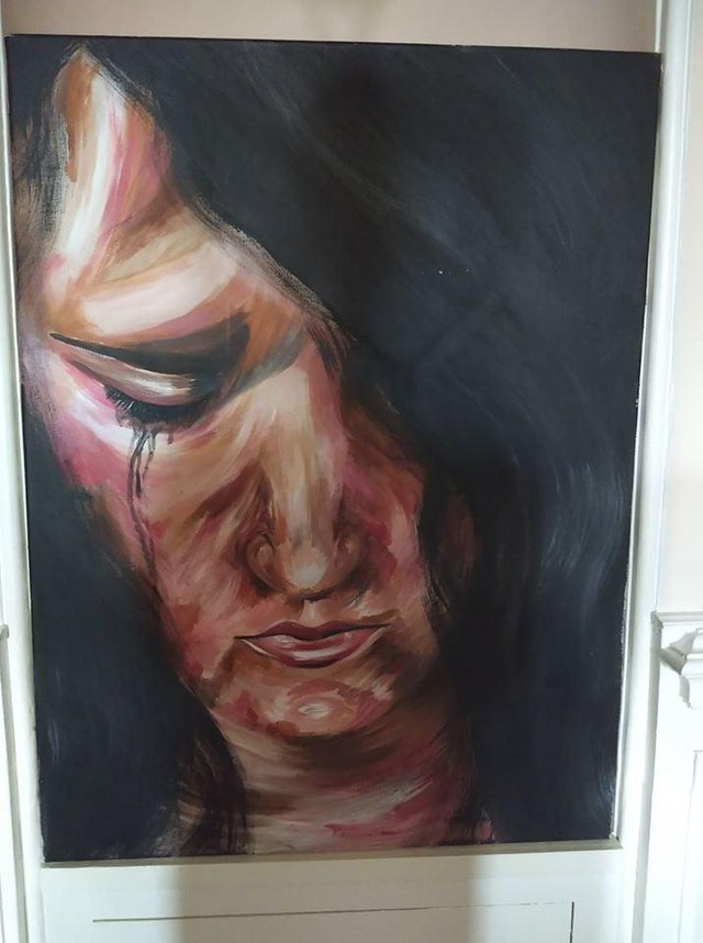 Preview of the first image of Original acrylic painting on canvas."Grief and Despair".Sign.