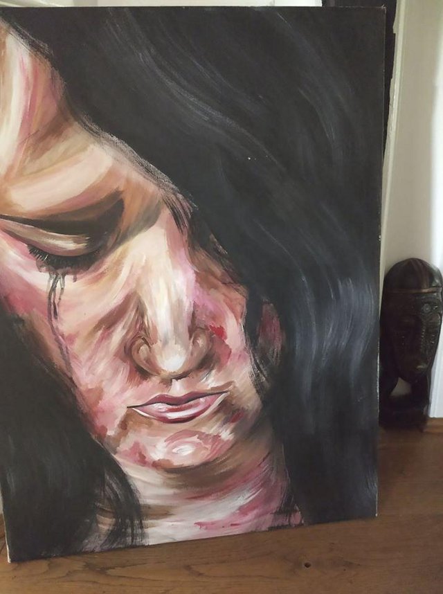 Image 2 of Original acrylic painting on canvas."Grief and Despair".Sign