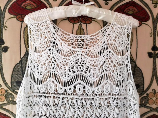 Image 3 of BOHO CROCHET BEACH DRESS PATCHWORK Round Neck Cotton Knitted