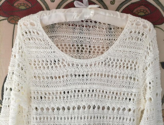 Image 2 of BOHO CROCHET KNITTED JUMPER DRESS Slouch Knitwear Round Neck