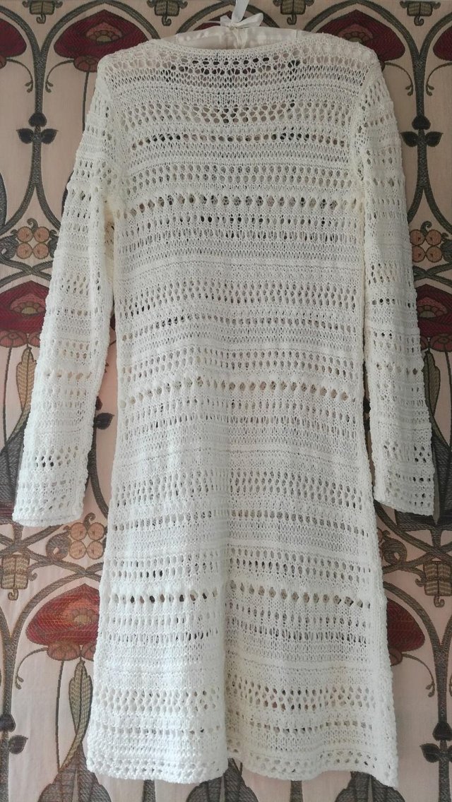 Image 3 of BOHO CROCHET KNITTED JUMPER DRESS Slouch Knitwear Round Neck