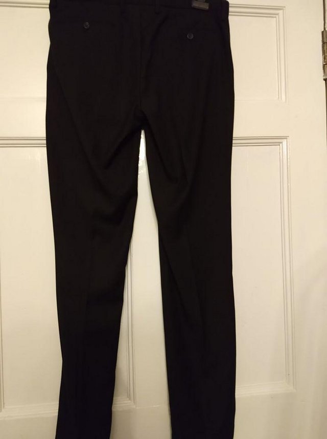 Image 2 of Cedar Wood State Slim Fit Black trousers 34" waist.Long.