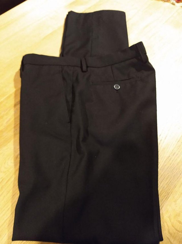 Image 4 of Cedar Wood State Slim Fit Black trousers 34" waist.Long.