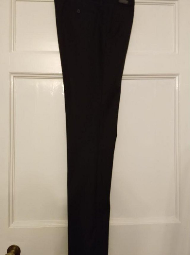 Image 7 of Cedar Wood State Slim Fit Black trousers 34" waist.Long.