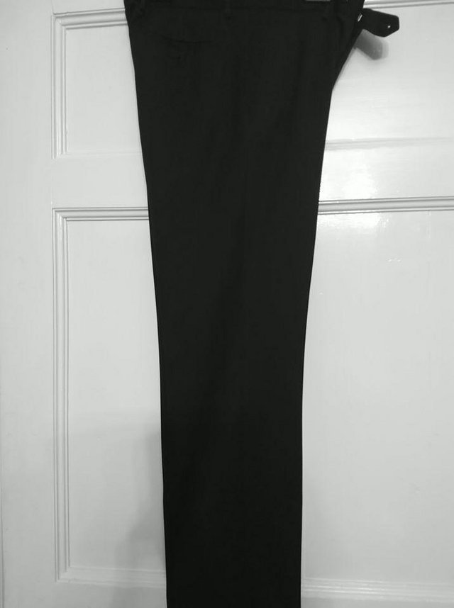 Preview of the first image of Cedar Wood State Regular Fit Black trousers 34" waist.