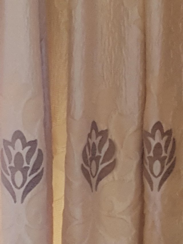Image 2 of Two pairs of Gold coloured lined curtains