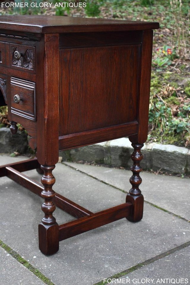 Image 19 of AN OLD CHARM TUDOR OAK SMALL WRITING TABLE DESK LAPTOP STAND