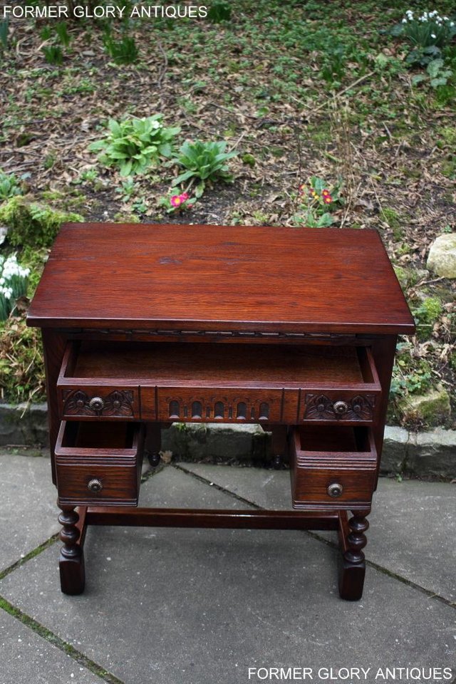 Image 41 of AN OLD CHARM TUDOR OAK SMALL WRITING TABLE DESK LAPTOP STAND