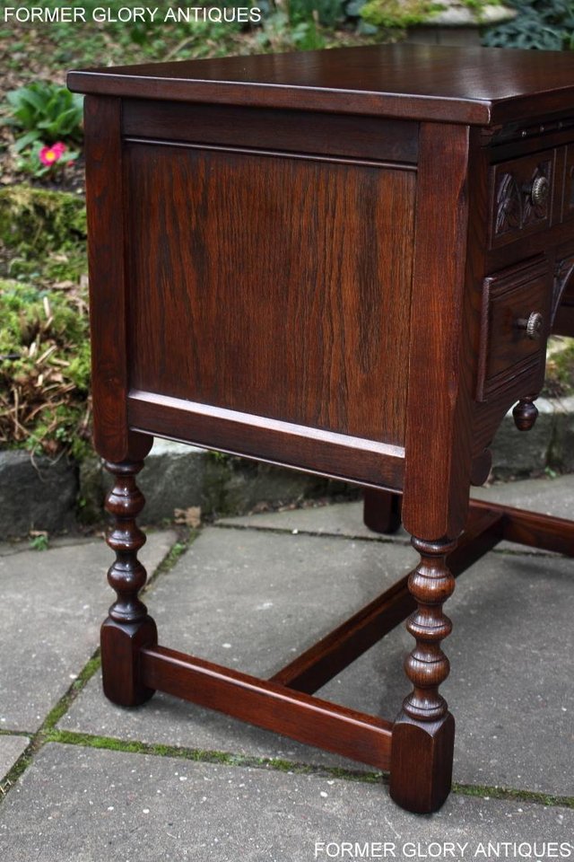 Image 51 of AN OLD CHARM TUDOR OAK SMALL WRITING TABLE DESK LAPTOP STAND