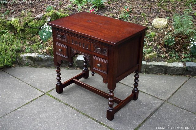 Image 56 of AN OLD CHARM TUDOR OAK SMALL WRITING TABLE DESK LAPTOP STAND