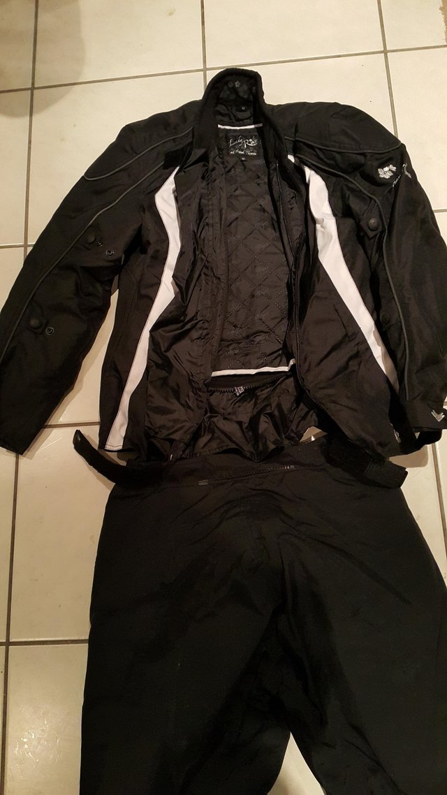 Preview of the first image of Unworn Motorcycle Frank Thomas Jacket and Trousers.