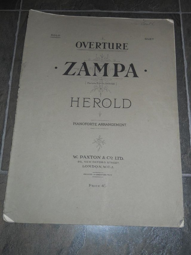 Preview of the first image of Overture Zampa Herald Pianoforte Arrangement Sheet Music.