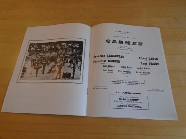 Preview of the first image of July 1978 Programme for Bizet's "Carmen" in Nimes.
