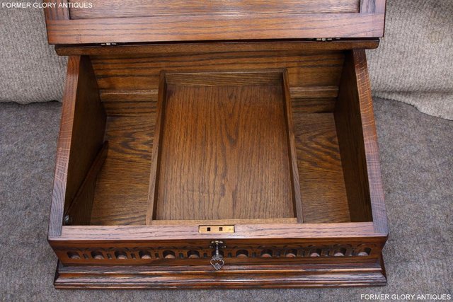 Image 4 of AN OLD CHARM LIGHT OAK WRITING SLOPE BOX TABLE DESK CABINET