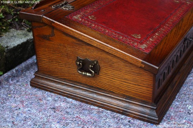 Image 6 of AN OLD CHARM LIGHT OAK WRITING SLOPE BOX TABLE DESK CABINET
