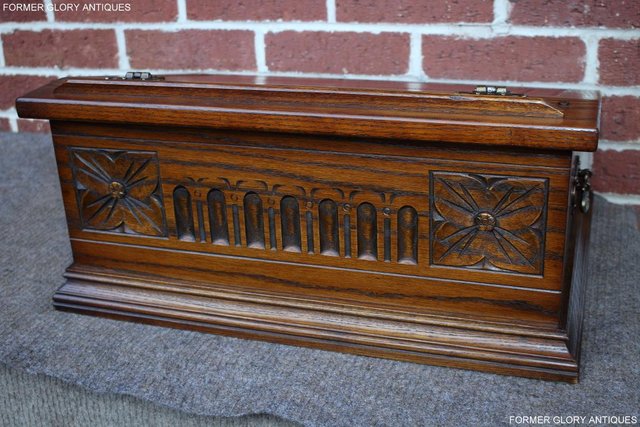 Image 8 of AN OLD CHARM LIGHT OAK WRITING SLOPE BOX TABLE DESK CABINET