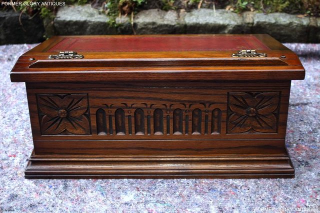Image 17 of AN OLD CHARM LIGHT OAK WRITING SLOPE BOX TABLE DESK CABINET