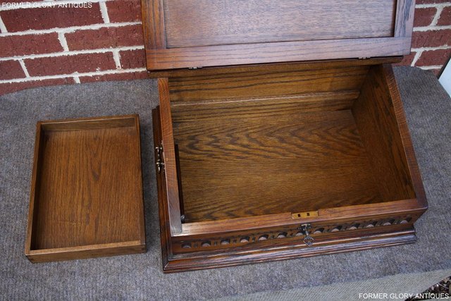Image 25 of AN OLD CHARM LIGHT OAK WRITING SLOPE BOX TABLE DESK CABINET