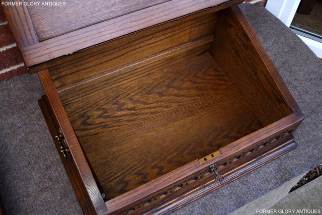 Image 37 of AN OLD CHARM LIGHT OAK WRITING SLOPE BOX TABLE DESK CABINET
