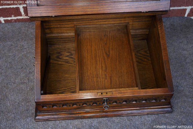 Image 58 of AN OLD CHARM LIGHT OAK WRITING SLOPE BOX TABLE DESK CABINET
