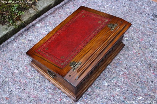 Image 72 of AN OLD CHARM LIGHT OAK WRITING SLOPE BOX TABLE DESK CABINET