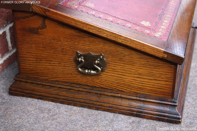 Image 87 of AN OLD CHARM LIGHT OAK WRITING SLOPE BOX TABLE DESK CABINET