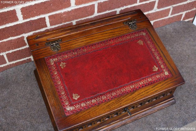 Image 95 of AN OLD CHARM LIGHT OAK WRITING SLOPE BOX TABLE DESK CABINET