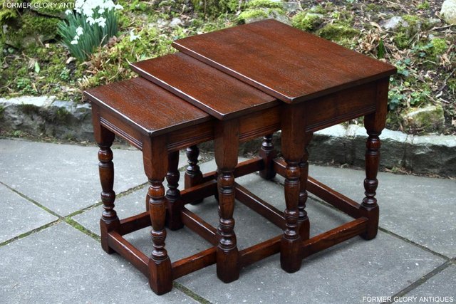 Image 16 of TITCHMARSH AND GOODWIN NEST OF THREE SOLID OAK COFFEE TABLES