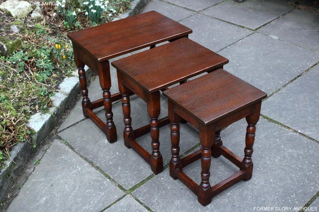 Image 17 of TITCHMARSH AND GOODWIN NEST OF THREE SOLID OAK COFFEE TABLES