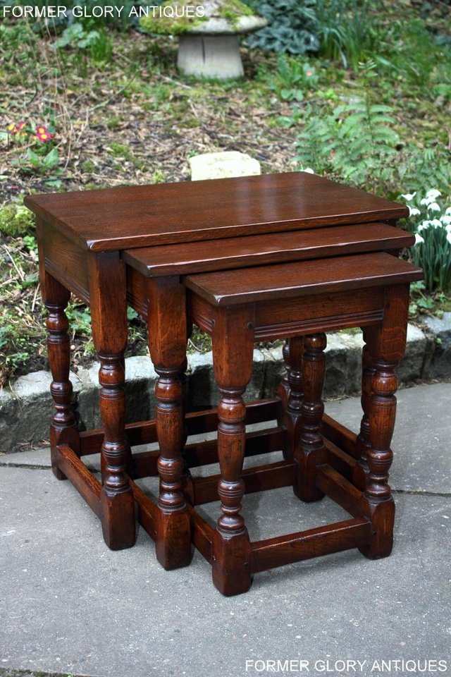 Image 28 of TITCHMARSH AND GOODWIN NEST OF THREE SOLID OAK COFFEE TABLES