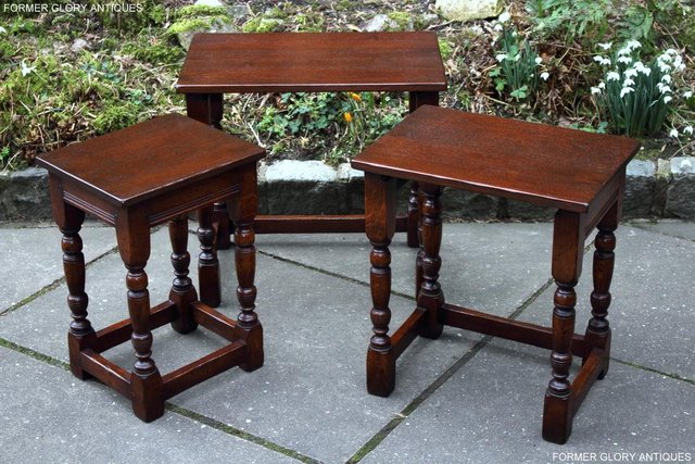 Image 29 of TITCHMARSH AND GOODWIN NEST OF THREE SOLID OAK COFFEE TABLES