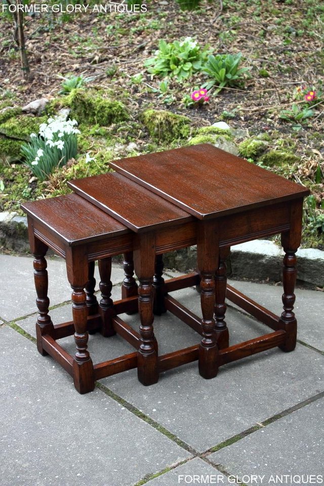 Image 36 of TITCHMARSH AND GOODWIN NEST OF THREE SOLID OAK COFFEE TABLES
