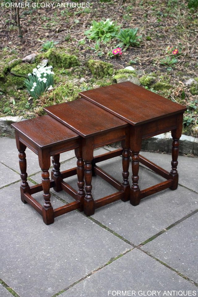 Image 56 of TITCHMARSH AND GOODWIN NEST OF THREE SOLID OAK COFFEE TABLES