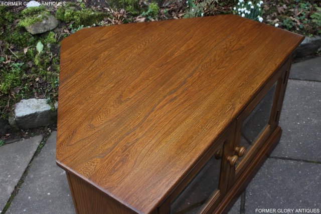 Image 6 of AN ERCOL GOLDEN DAWN CORNER TV CABINET DVD STAND TABLE UNIT