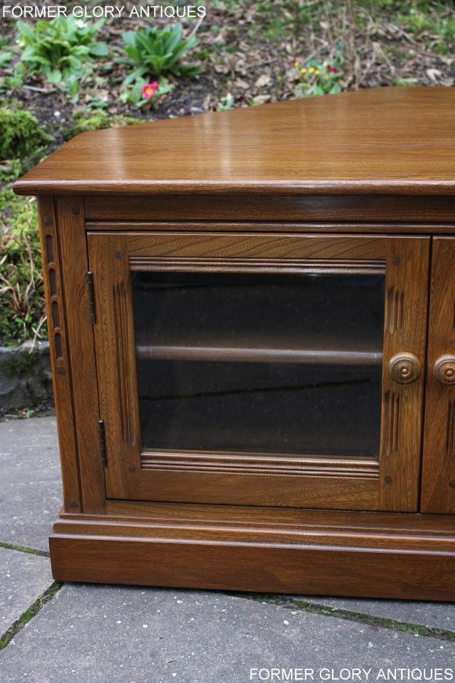 Image 9 of AN ERCOL GOLDEN DAWN CORNER TV CABINET DVD STAND TABLE UNIT