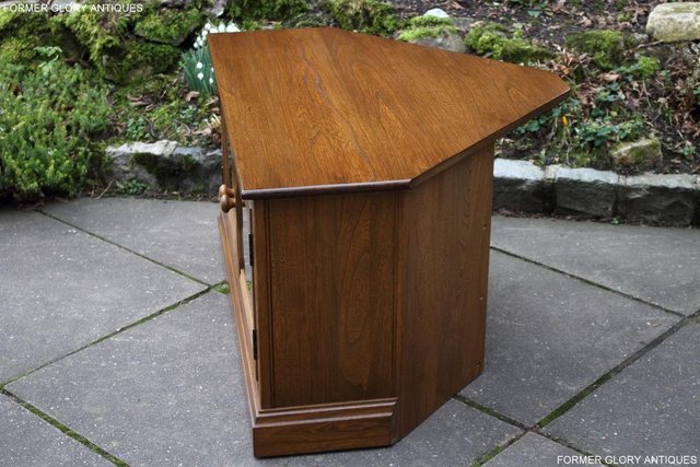 Image 11 of AN ERCOL GOLDEN DAWN CORNER TV CABINET DVD STAND TABLE UNIT