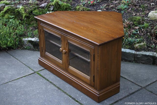 Image 12 of AN ERCOL GOLDEN DAWN CORNER TV CABINET DVD STAND TABLE UNIT