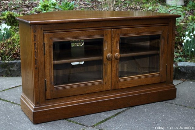 Image 14 of AN ERCOL GOLDEN DAWN CORNER TV CABINET DVD STAND TABLE UNIT