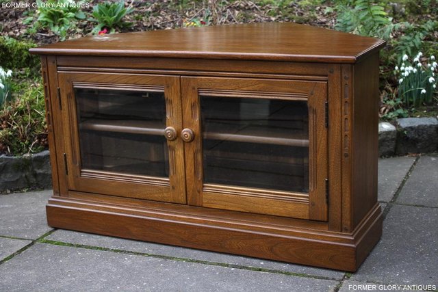 Image 17 of AN ERCOL GOLDEN DAWN CORNER TV CABINET DVD STAND TABLE UNIT