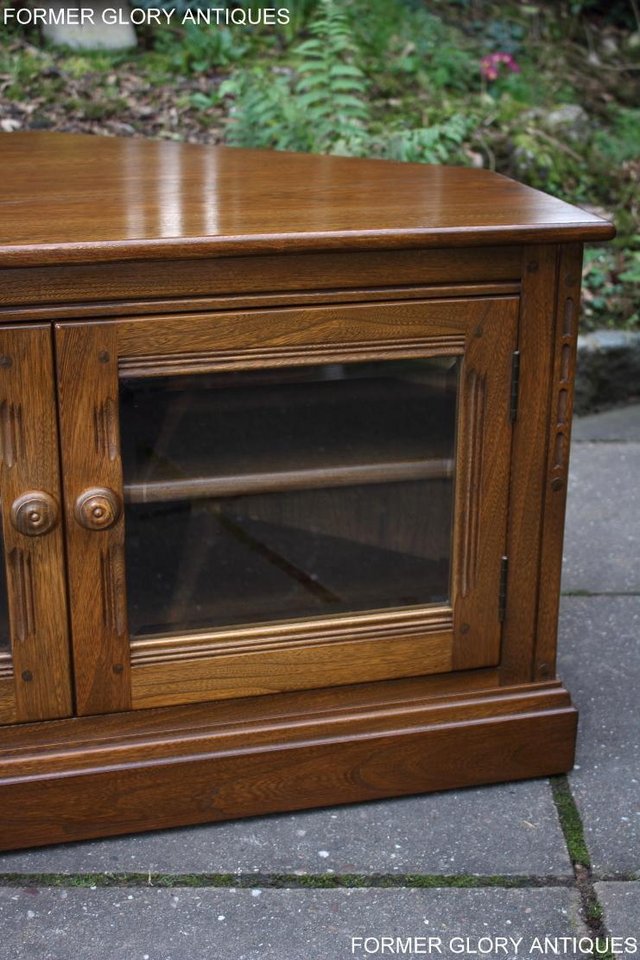 Image 19 of AN ERCOL GOLDEN DAWN CORNER TV CABINET DVD STAND TABLE UNIT