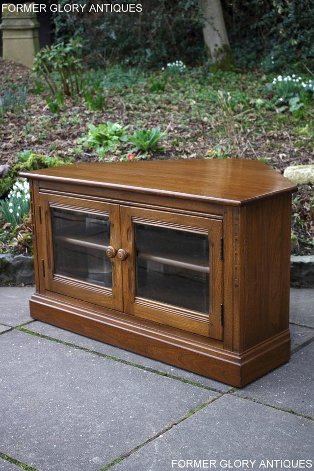Image 22 of AN ERCOL GOLDEN DAWN CORNER TV CABINET DVD STAND TABLE UNIT