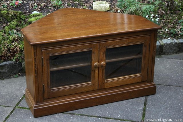 Image 25 of AN ERCOL GOLDEN DAWN CORNER TV CABINET DVD STAND TABLE UNIT
