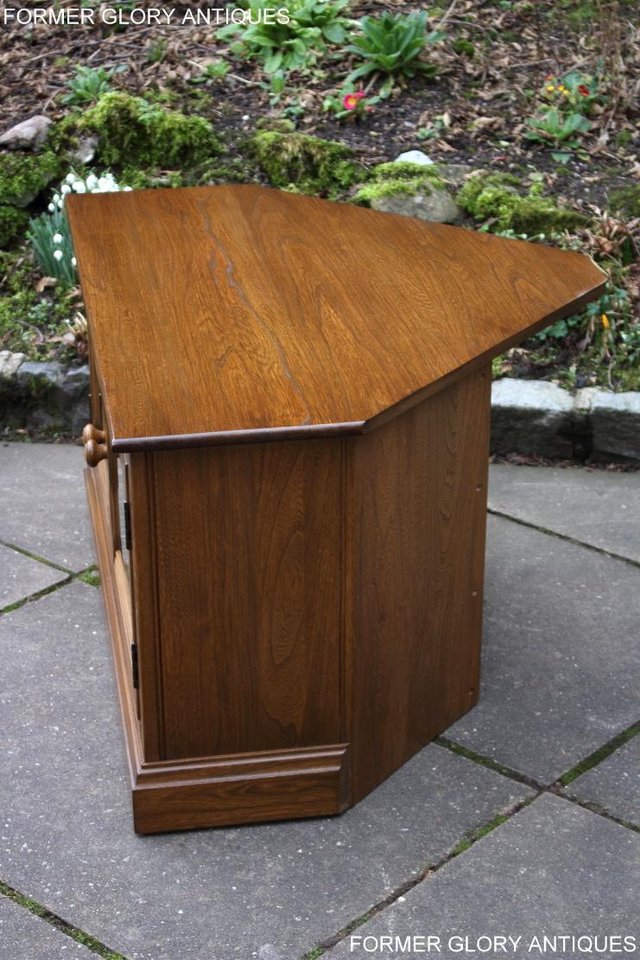 Image 26 of AN ERCOL GOLDEN DAWN CORNER TV CABINET DVD STAND TABLE UNIT
