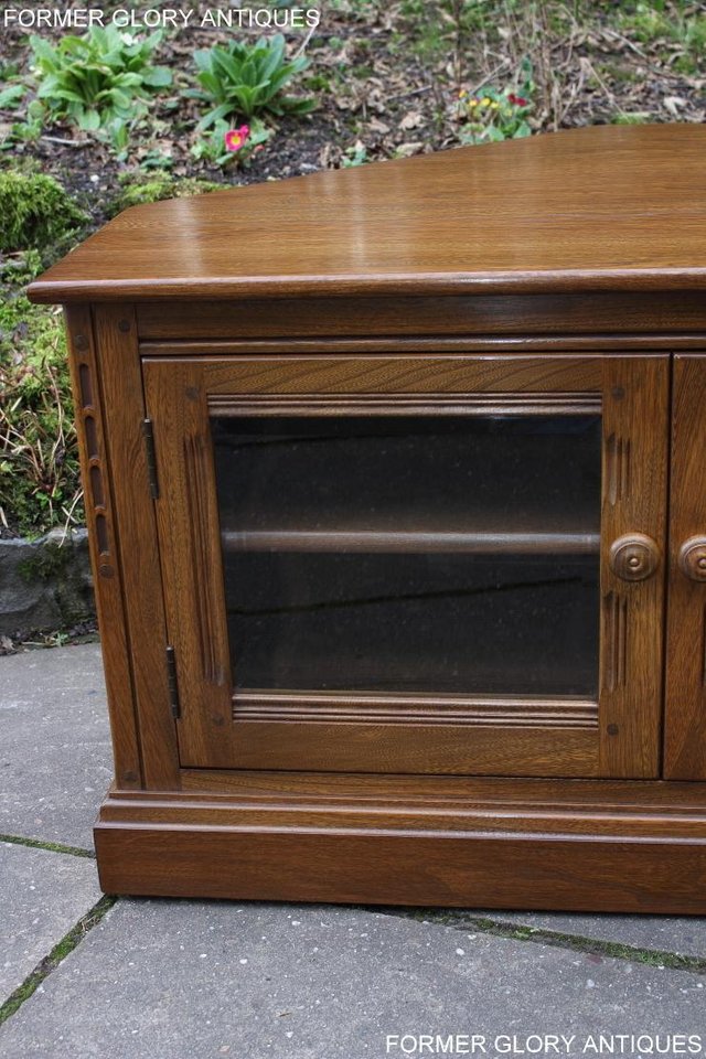 Image 32 of AN ERCOL GOLDEN DAWN CORNER TV CABINET DVD STAND TABLE UNIT