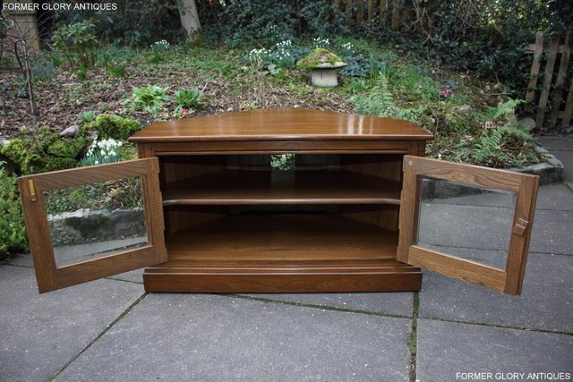 Image 34 of AN ERCOL GOLDEN DAWN CORNER TV CABINET DVD STAND TABLE UNIT