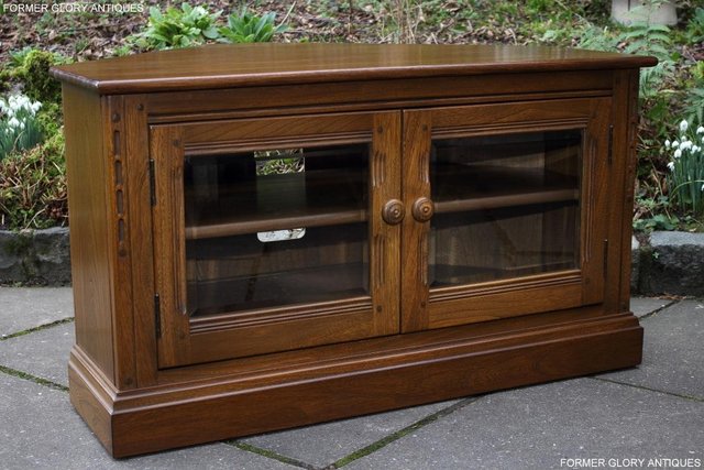 Image 41 of AN ERCOL GOLDEN DAWN CORNER TV CABINET DVD STAND TABLE UNIT