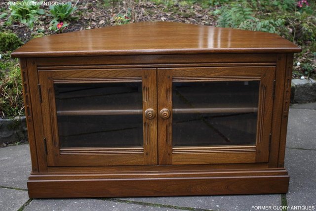 Image 43 of AN ERCOL GOLDEN DAWN CORNER TV CABINET DVD STAND TABLE UNIT