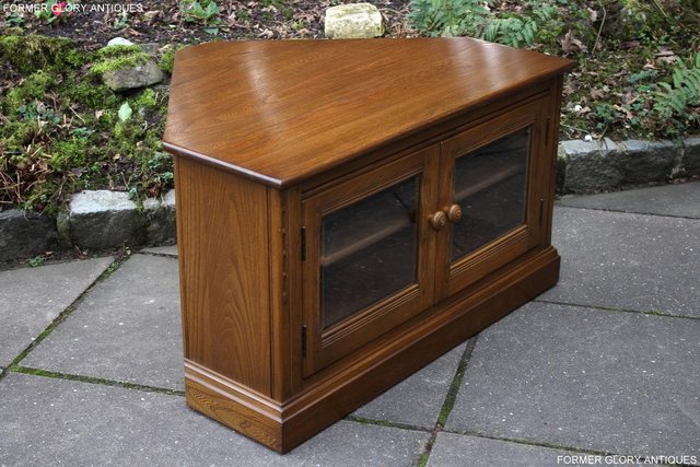 Image 45 of AN ERCOL GOLDEN DAWN CORNER TV CABINET DVD STAND TABLE UNIT