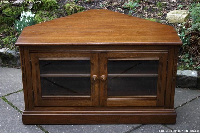 Image 48 of AN ERCOL GOLDEN DAWN CORNER TV CABINET DVD STAND TABLE UNIT